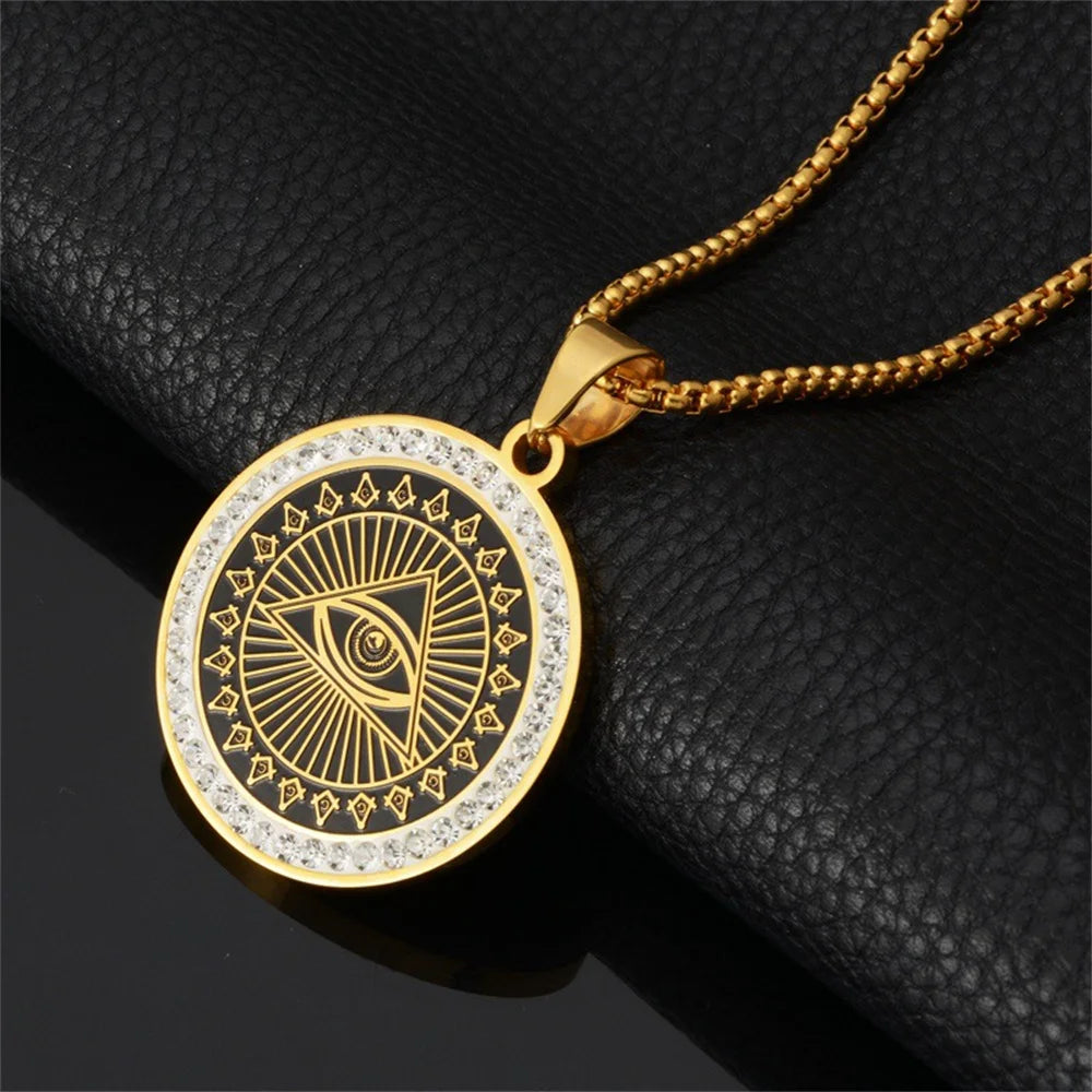 All-Seeing Eye Masonic Necklace - Gold