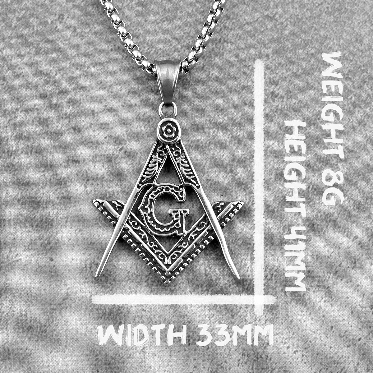 Master Mason Blue Lodge Masonic Necklace - Silver