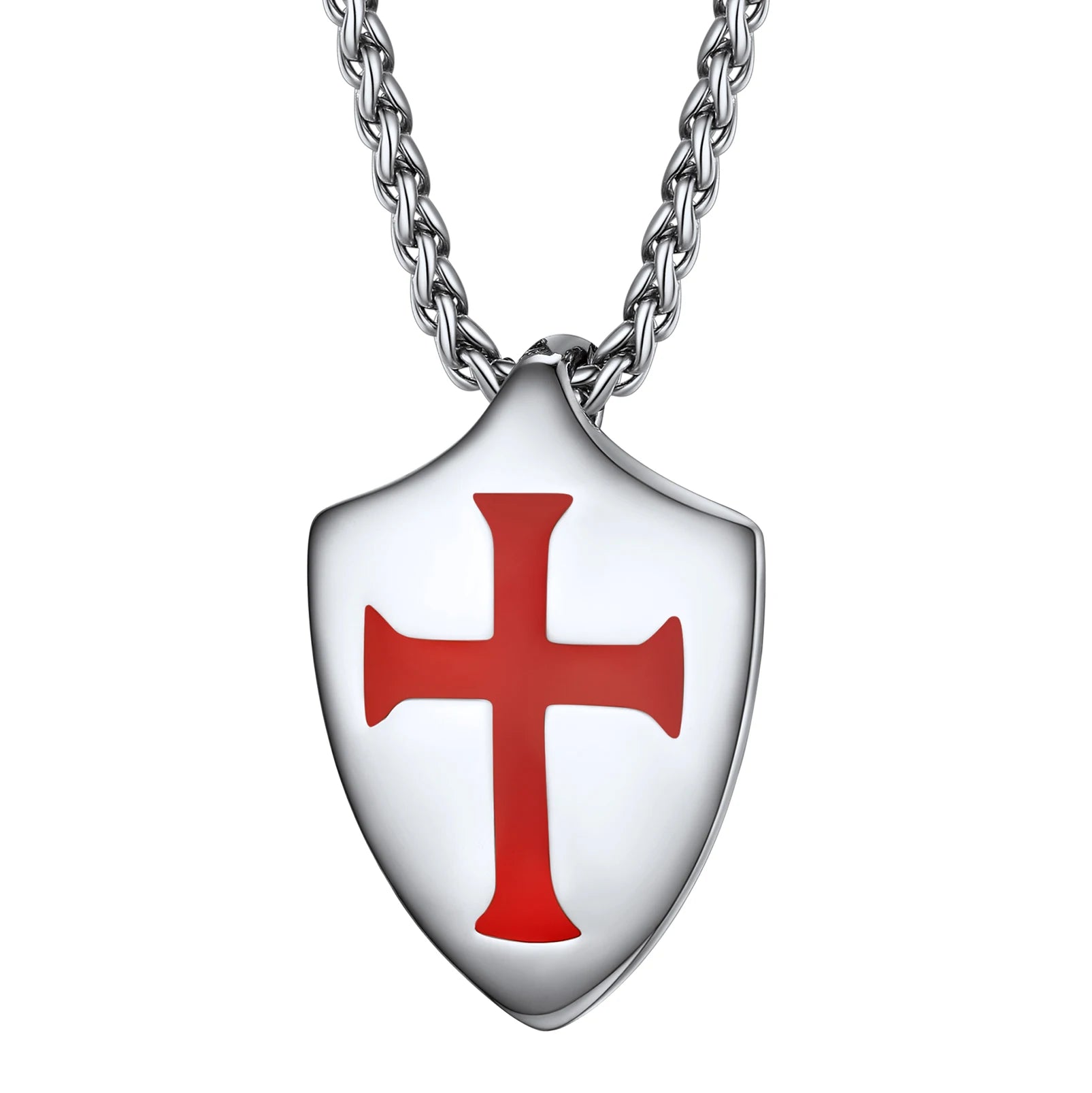 Knights Templar Masonic Stainless Steel Necklace - Silver
