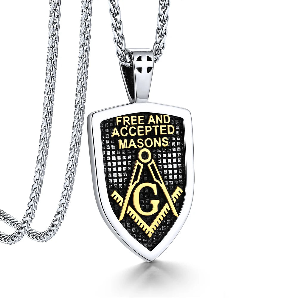 Master Mason Blue Lodge Masonic Necklace - Silver & Gold