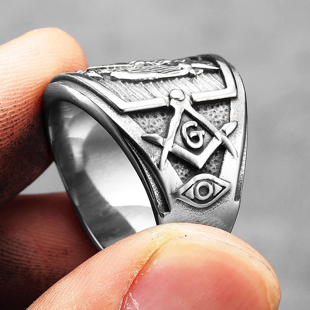 Scottish Rite 32 Degree Masonic Stainless Steel Ring - Silver