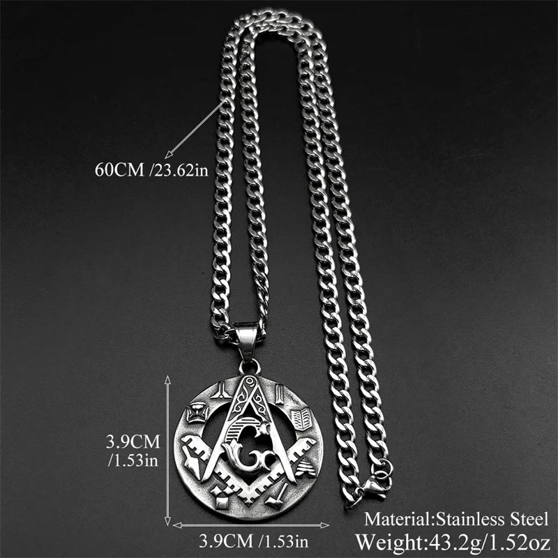 Master Mason Blue Lodge Masonic Necklace - Silver