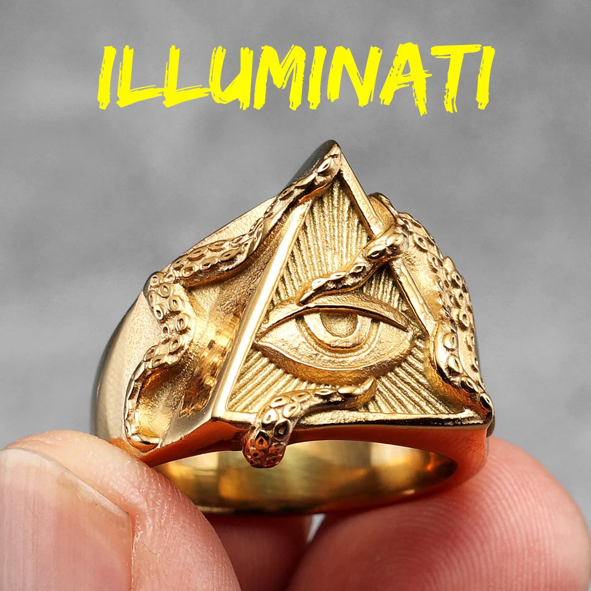 Illuminati Pyramid Eye Symbol Masonic Ring - Various Color