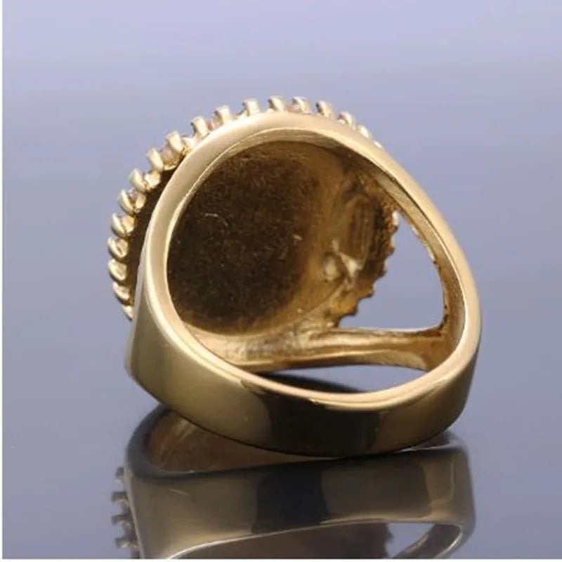 Order Of Eastern Star OES Masonic Stainless Steel Ring - Gold