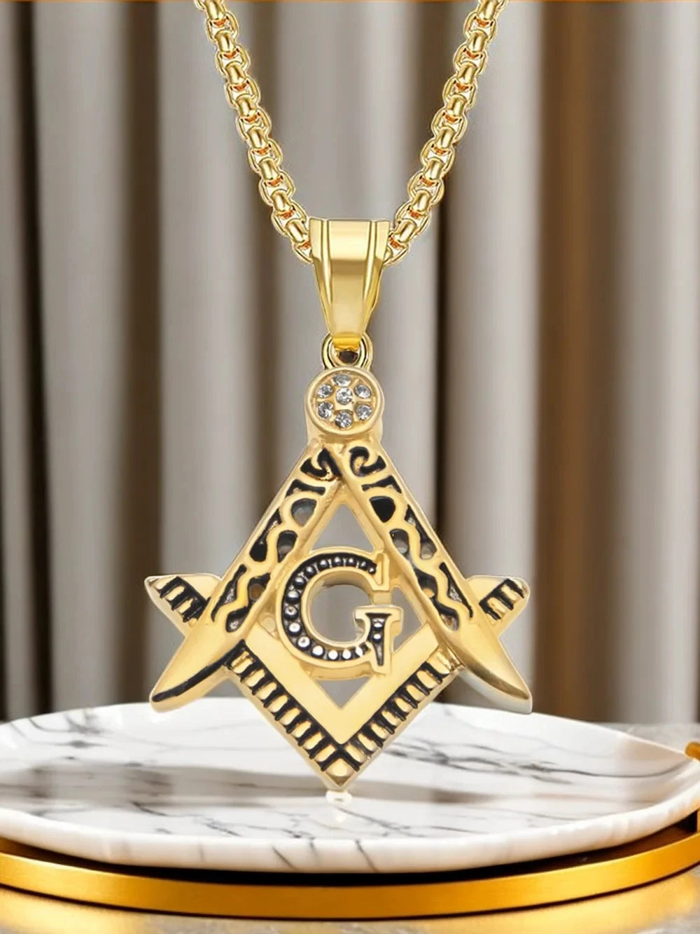 Master Mason Blue Lodge Masonic Necklace - Gold