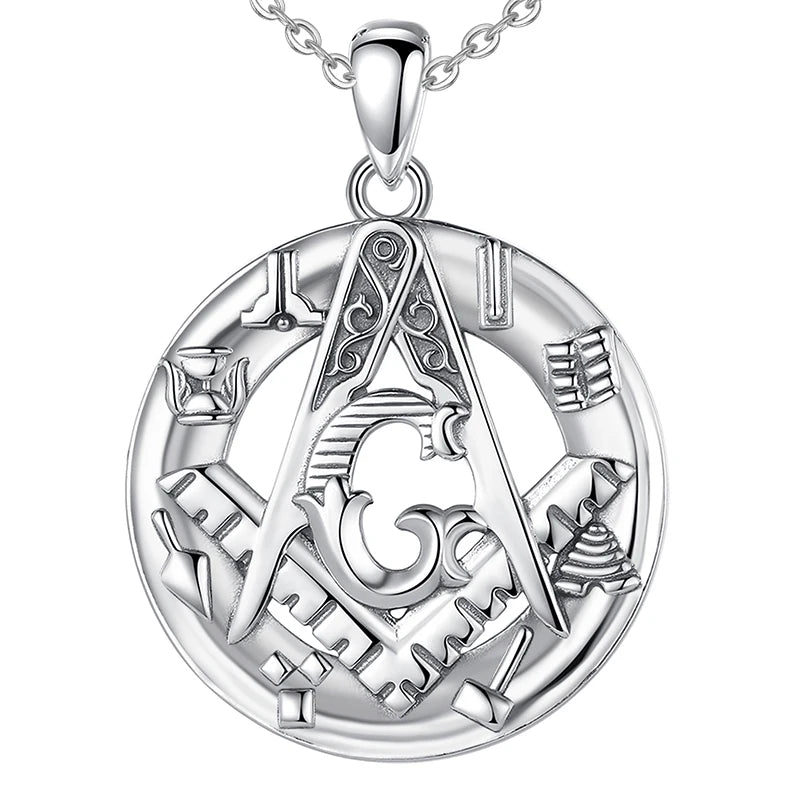 Master Mason Blue Lodge Masonic Necklace - Silver