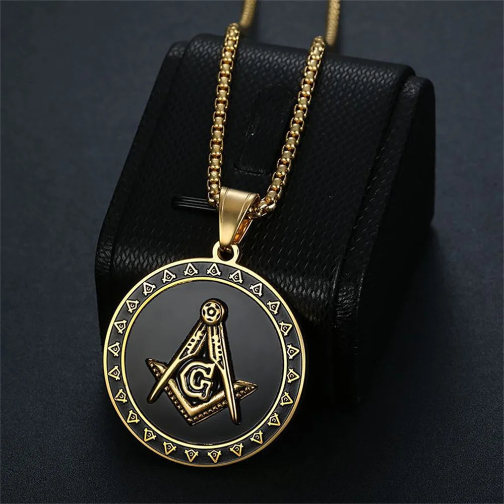 Master Mason Blue Lodge Masonic Necklace - Gold