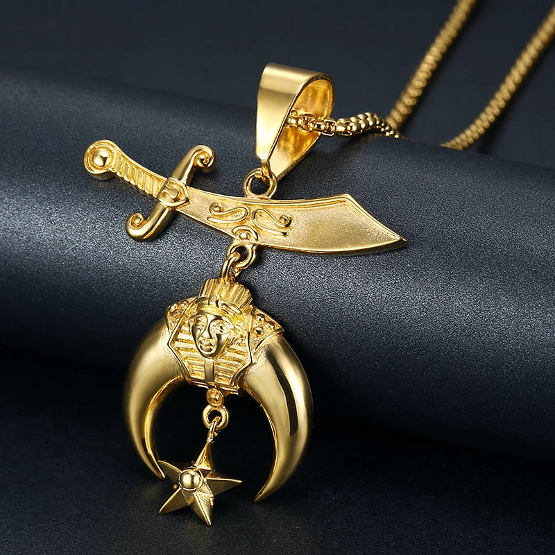 Shriners Masonic Necklace - Gold