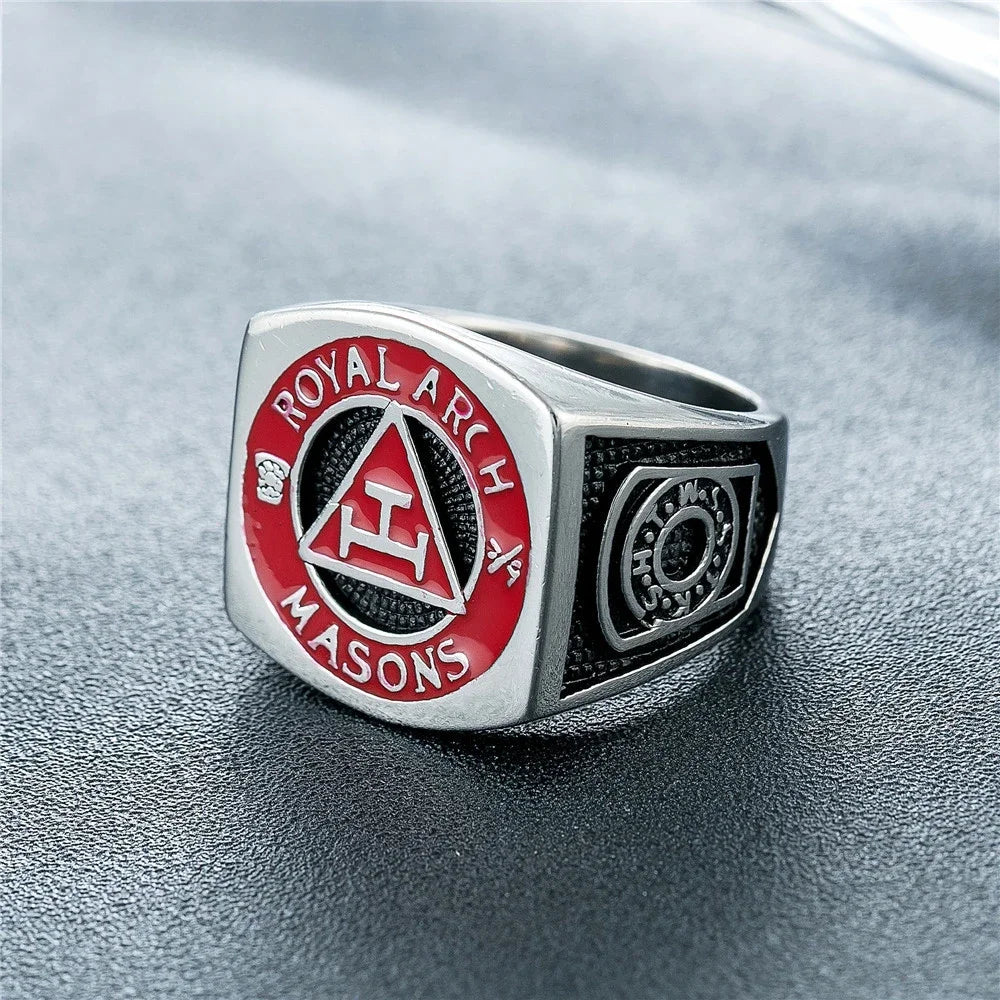 Royal Arch Masonic Stainless Steel Ring - Red