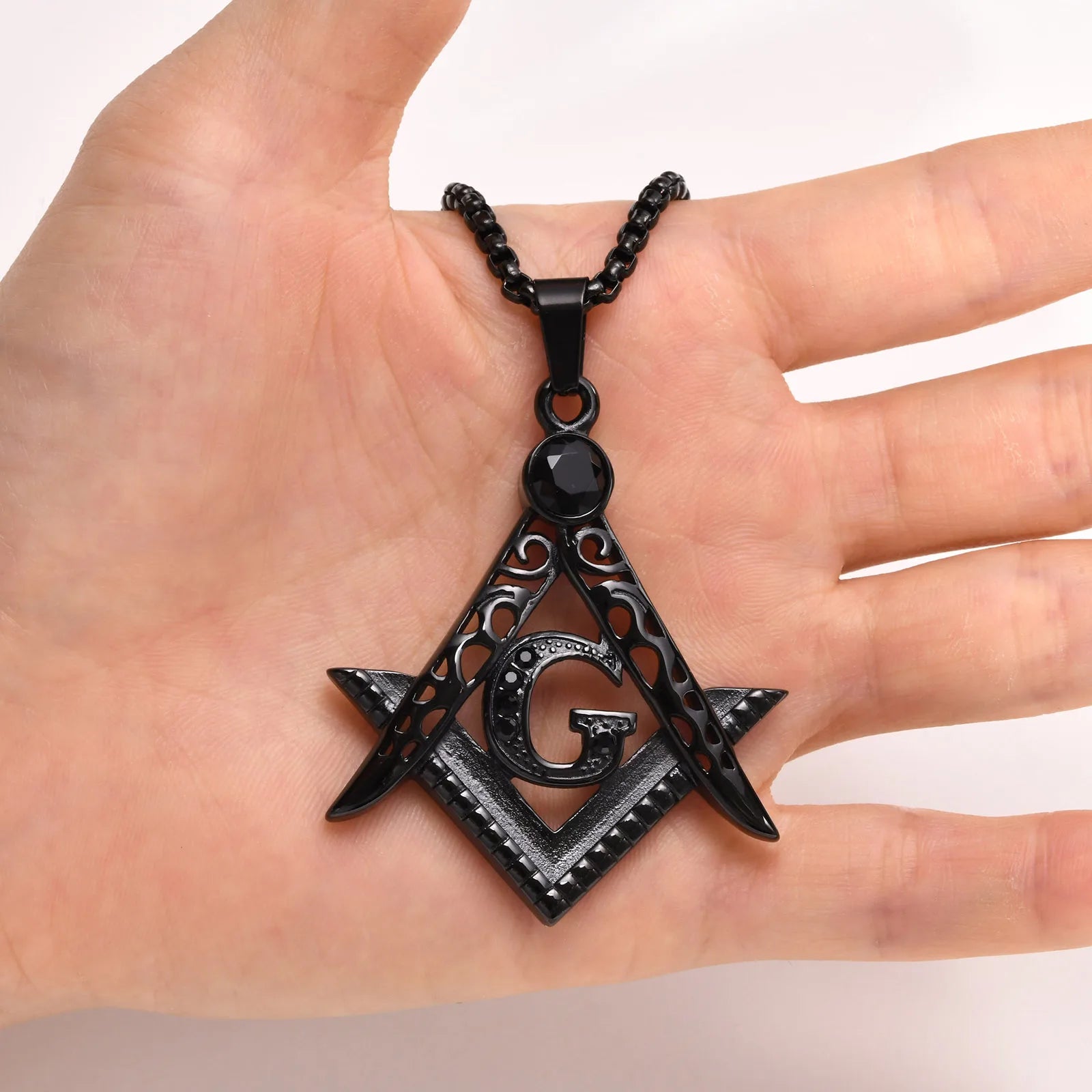 Master Mason Blue Lodge Masonic Necklace - Black