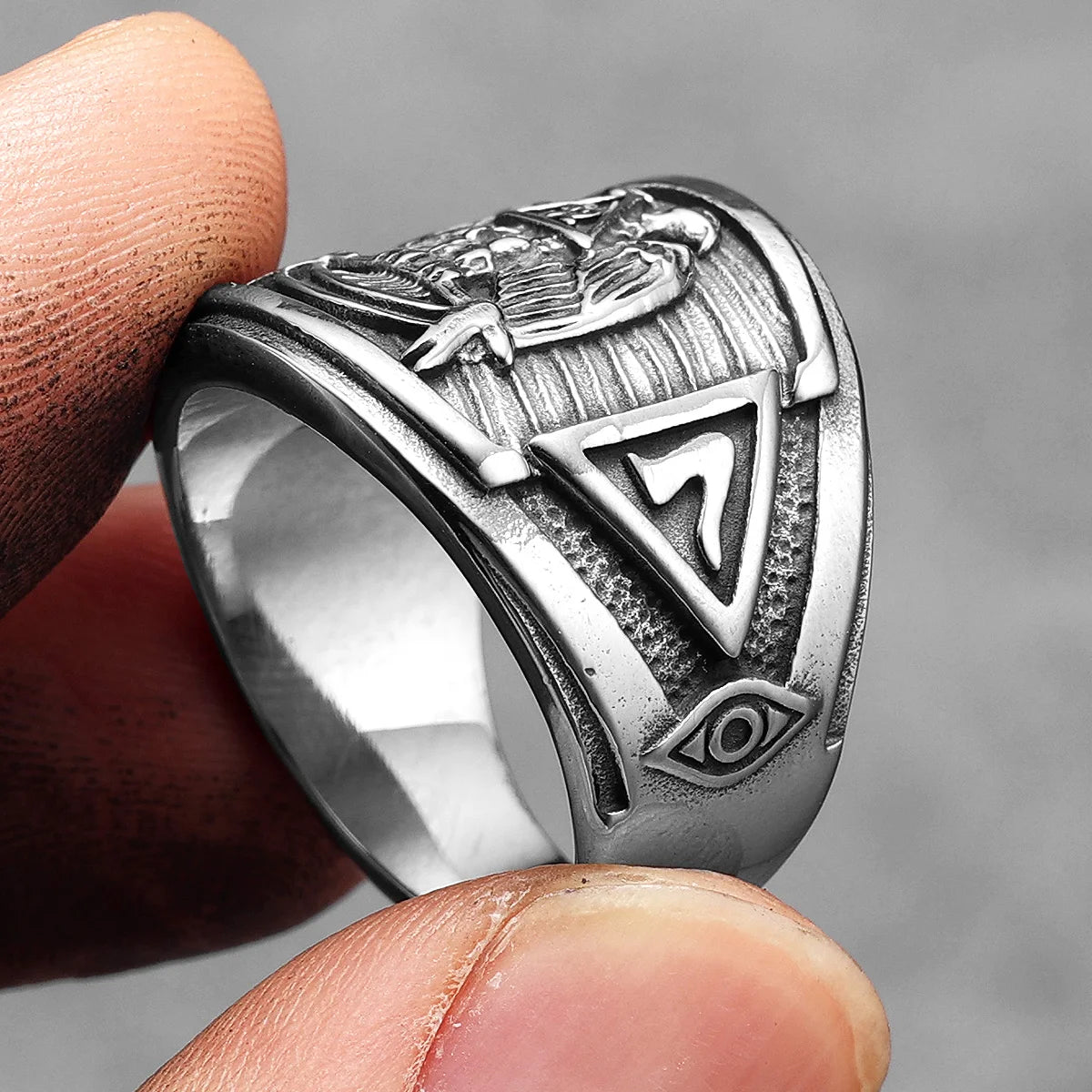Scottish Rite 32 Degree Masonic Stainless Steel Ring - Silver