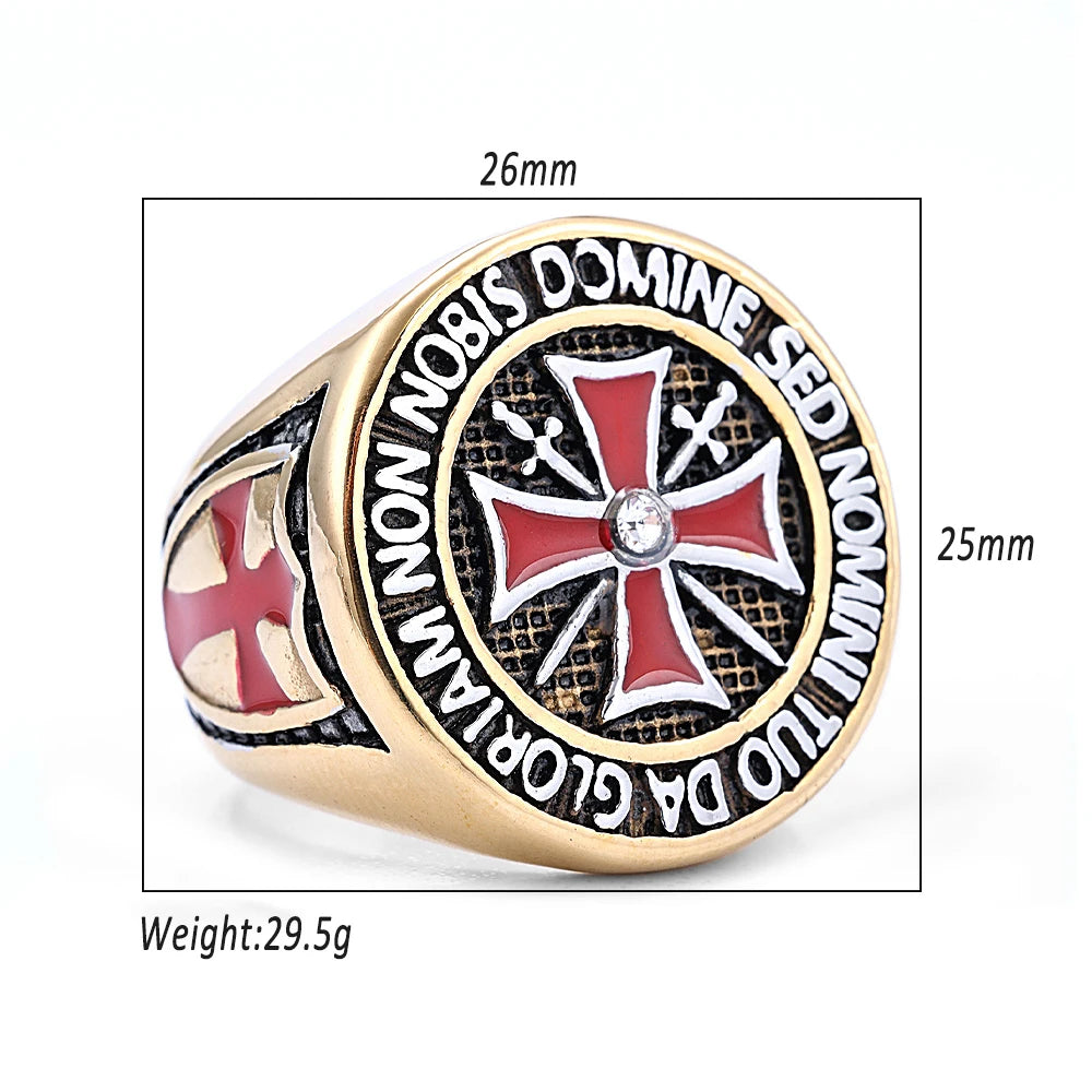 Knights Templar Masonic Stainless Steel Ring - Various Color