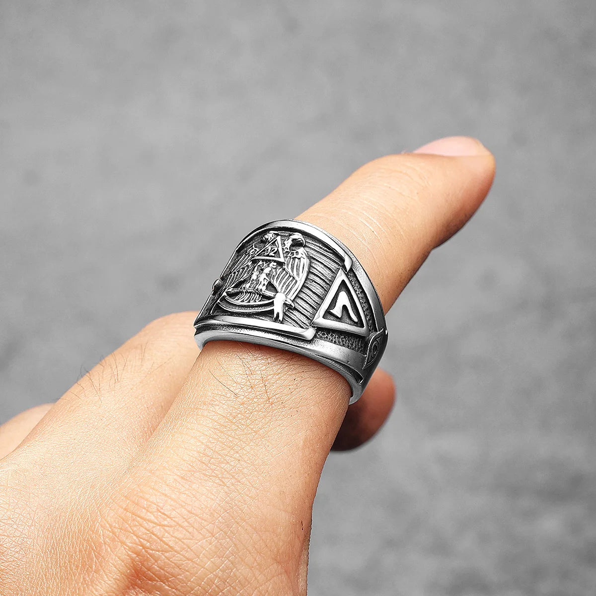 Scottish Rite 32 Degree Masonic Stainless Steel Ring - Silver