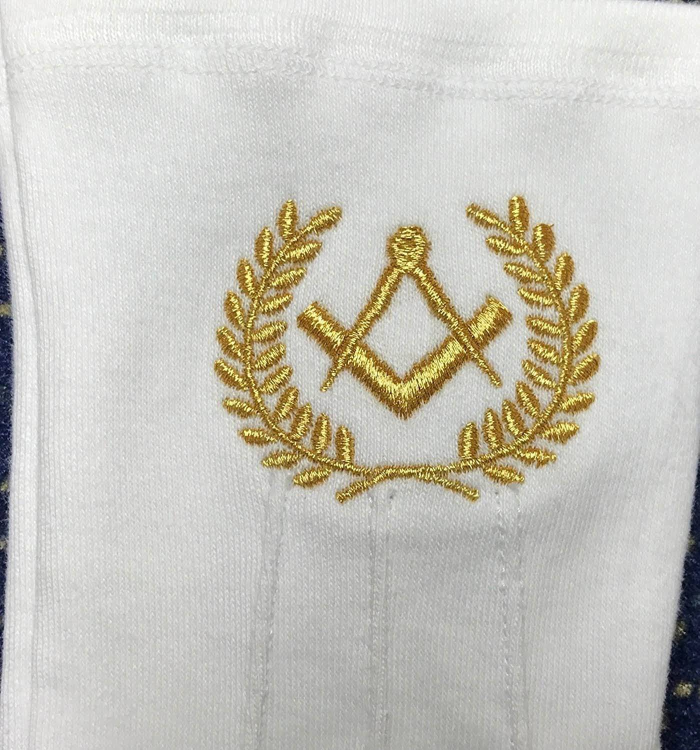 Master Mason White Cotton Gloves with Gold Square & Compass