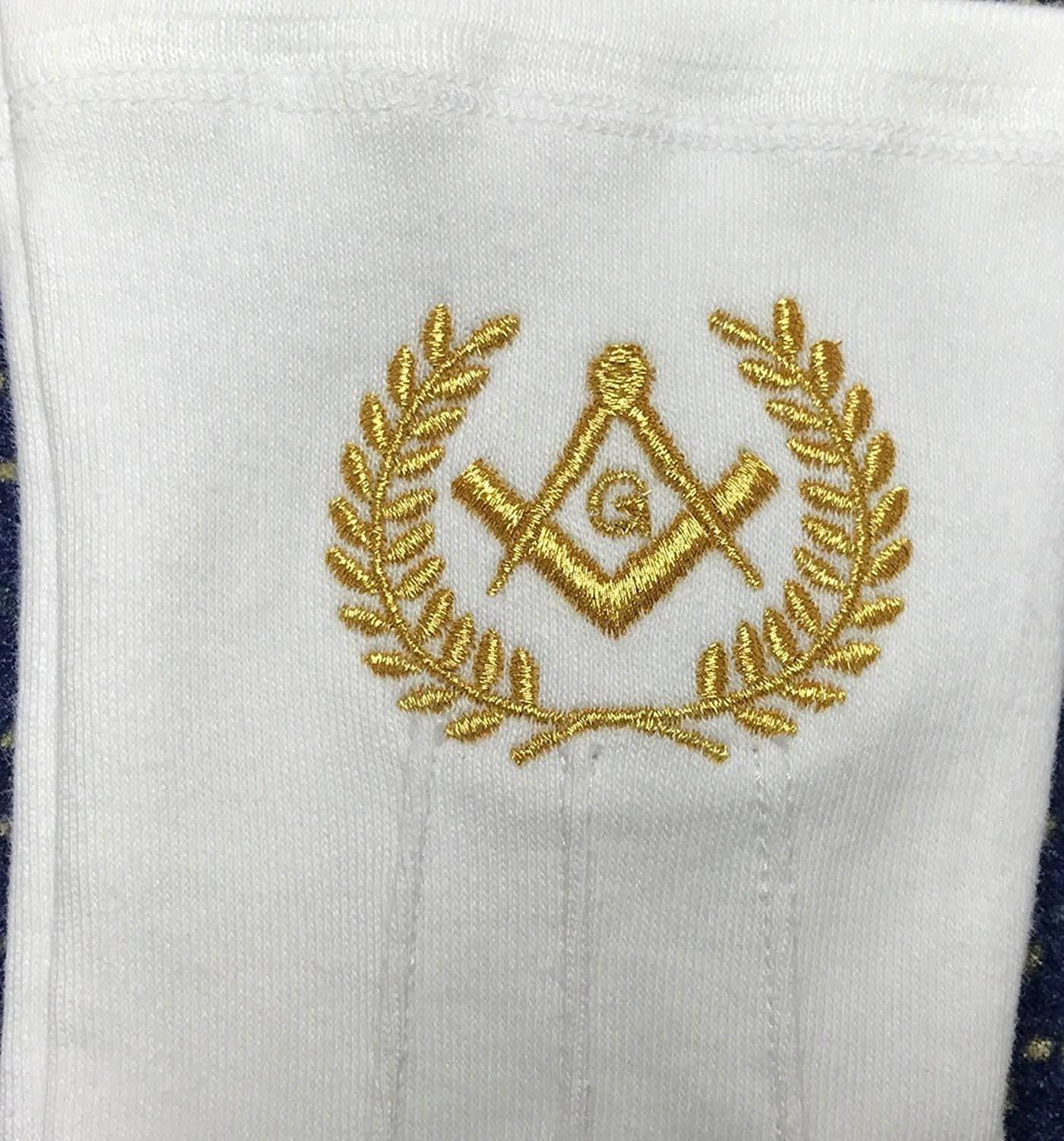 Master Mason Blue Lodge White Cotton Gloves with Gold Square & Compass G