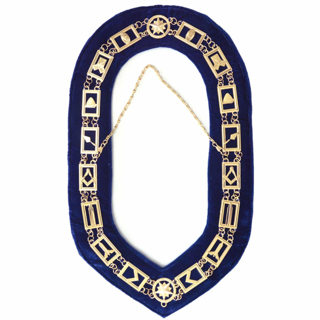 Blue Lodge Masonic Chain Collar – Gold Plated on Blue Velvet