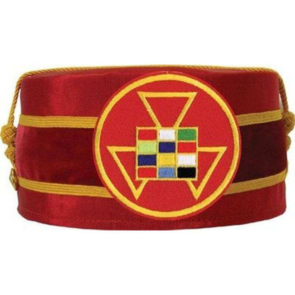 Past High Priest Royal Arch Masonic Crown Cap – Red with Machine Embroidery