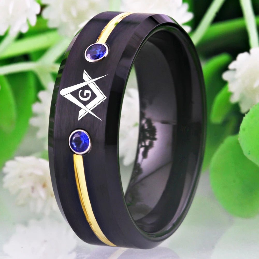 Master Mason Blue Lodge Masonic TUNGSTEN Ring - Various Color