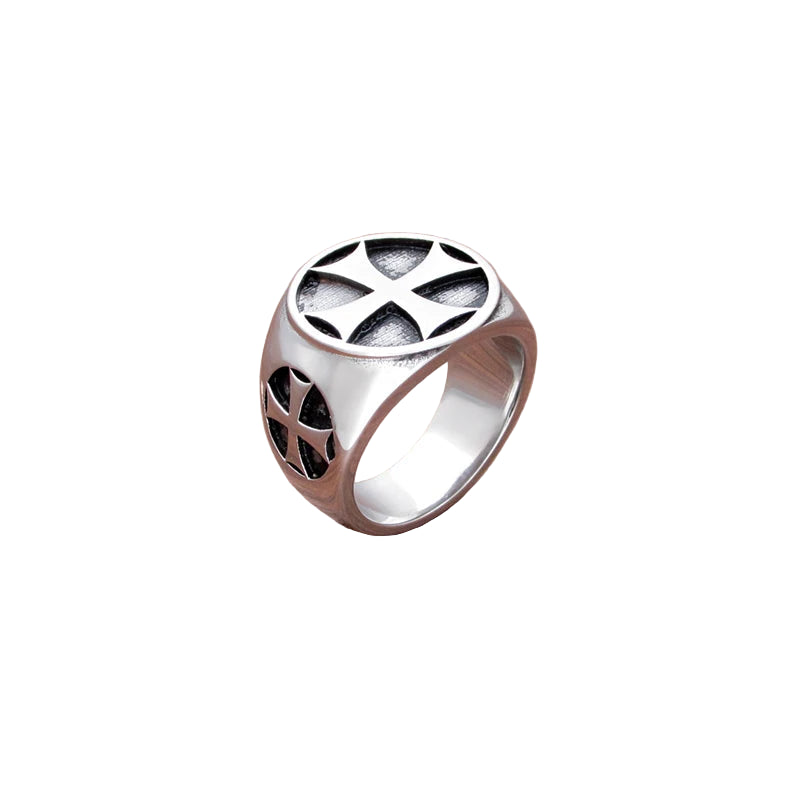Knight of Malta Masonic Stainless Steel Ring - Silver