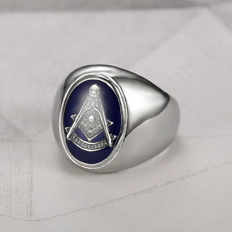 Past Master Blue Lodge Masonic Stainless Steel Ring - Various Color