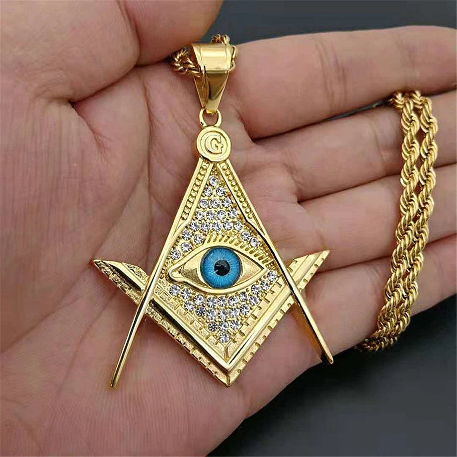 All-seeing Eye Masonic Necklace - Gold