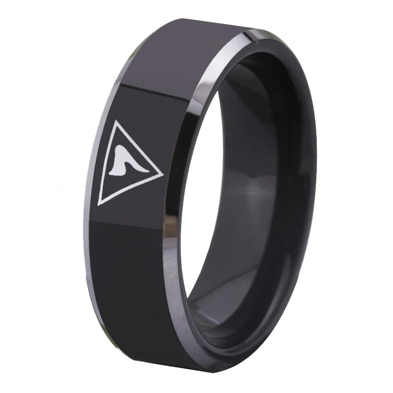14th Degree Masonic TUNGSTEN Ring - Black Color