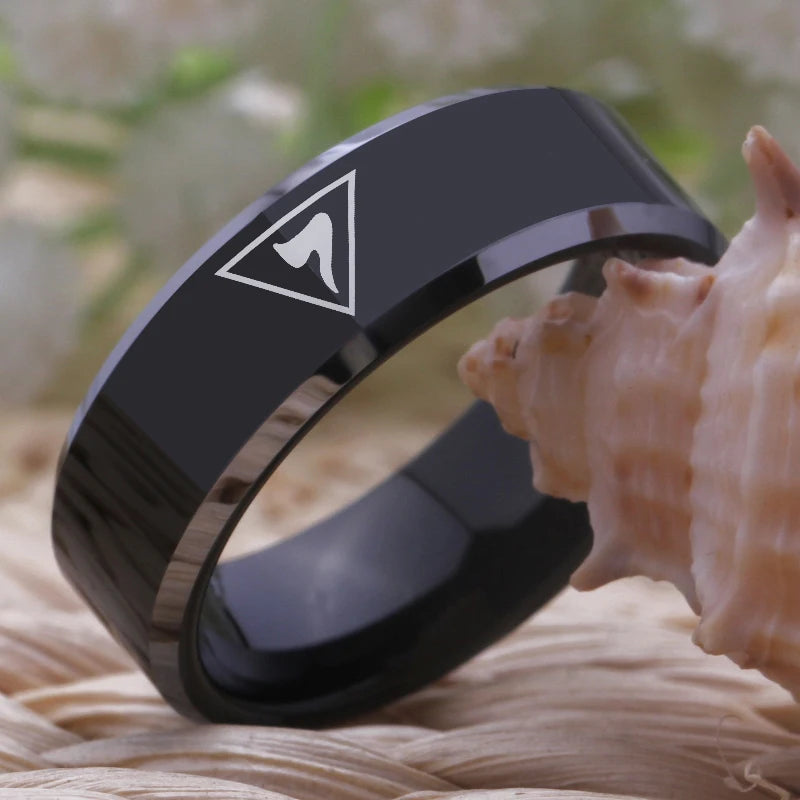14th Degree Masonic TUNGSTEN Ring - Black Color