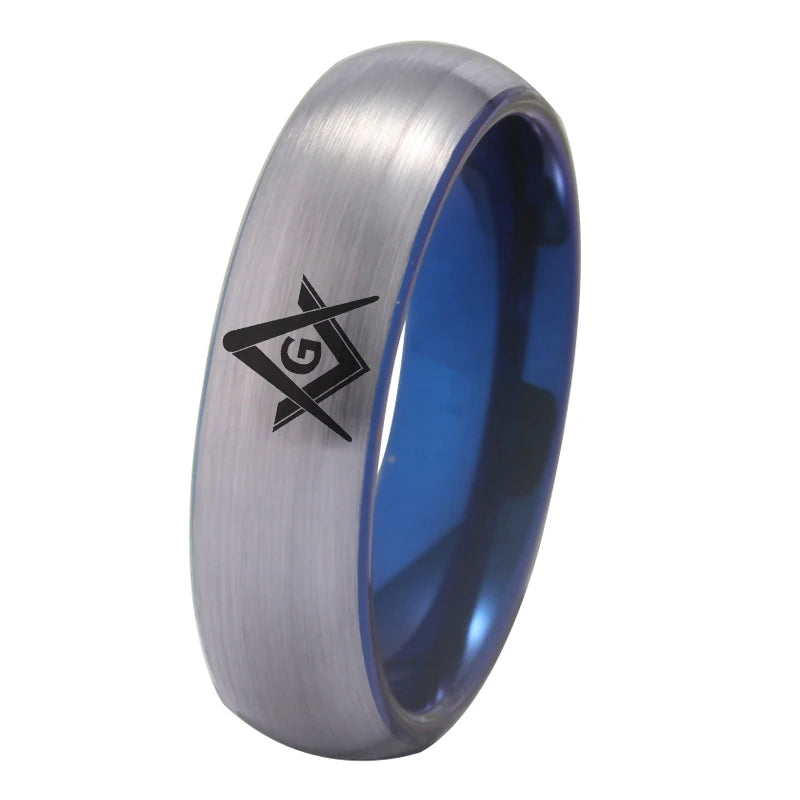 Master Mason Blue Lodge Masonic TUNGSTEN Ring - Silver