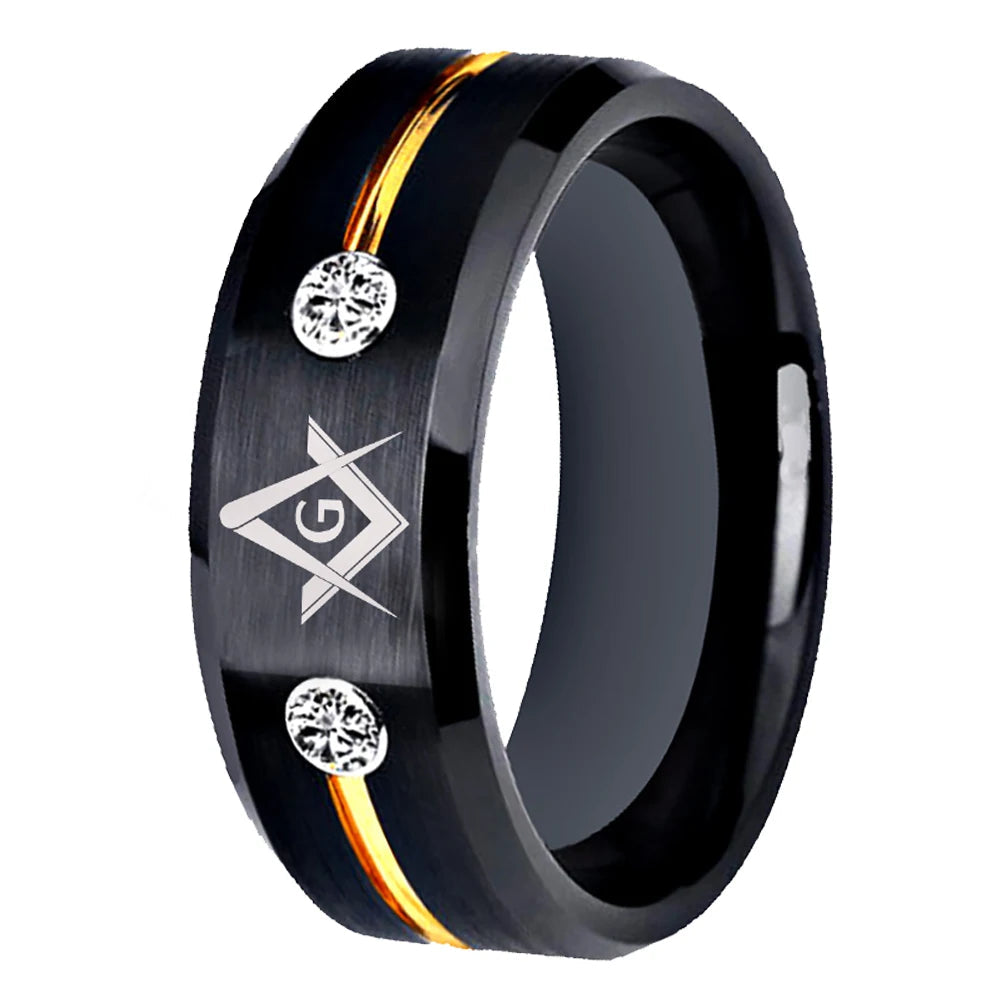 Master Mason Blue Lodge Masonic TUNGSTEN Ring - Black Color