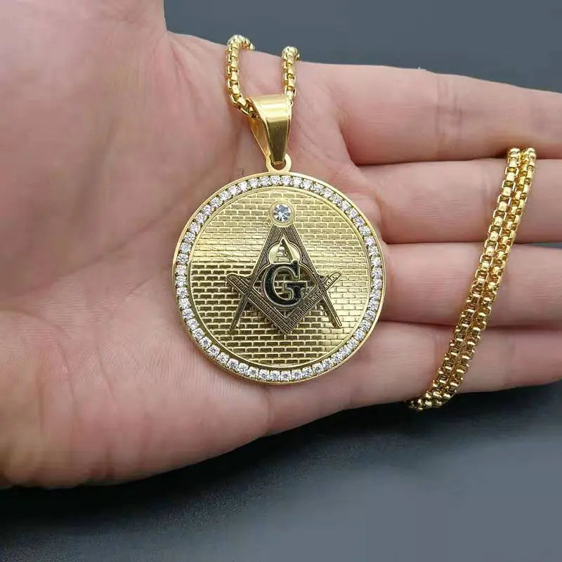 Master Mason Blue Lodge Masonic Necklace - Gold
