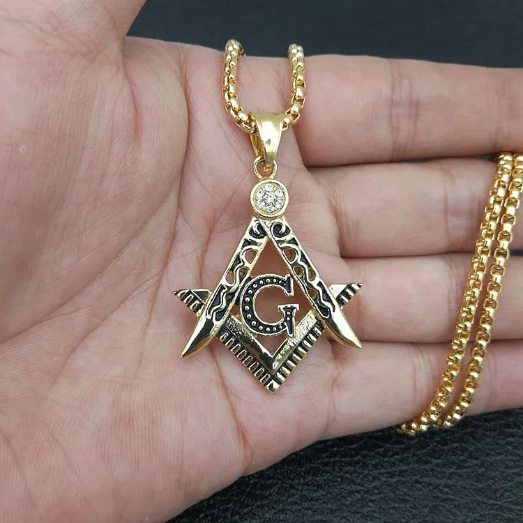 Master Mason Blue Lodge Masonic Necklace - Gold