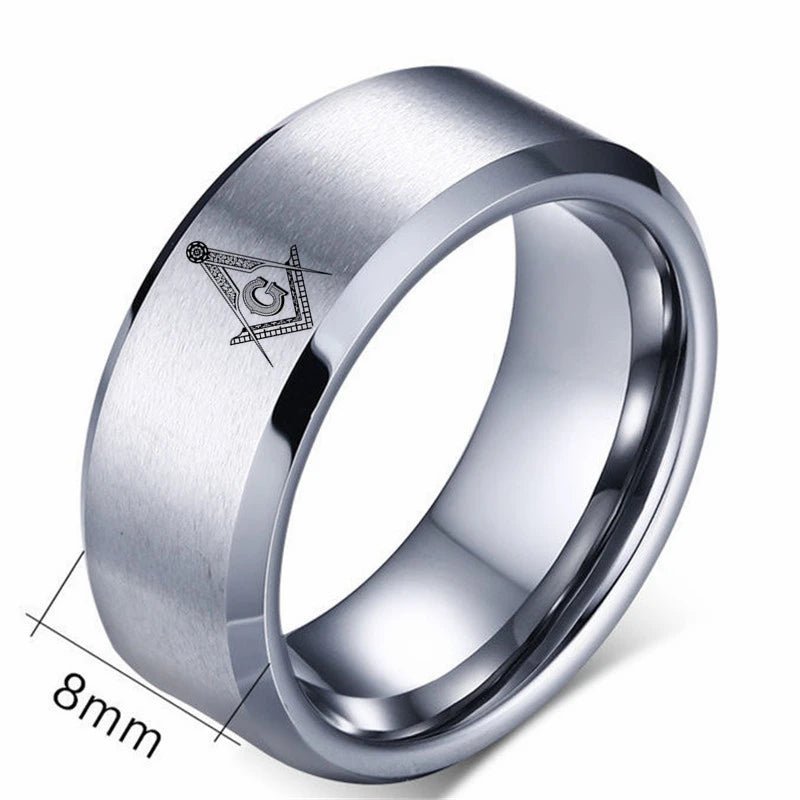 Master Mason Blue Lodge Masonic Tungsten Ring - Various Color