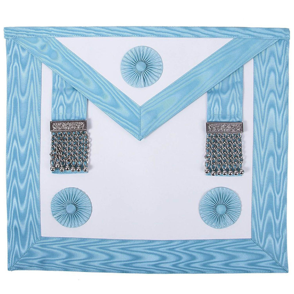 Master Mason Masonic Apron – White & Turquoise English Regulation