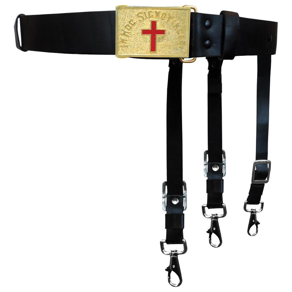 Past Commander Knights Templar Commandery Masonic Regalia Belt - Leather