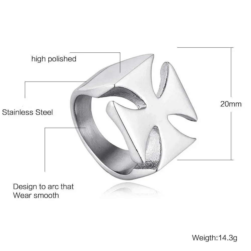 Knight of Malta Masonic Stainless Steel Ring - Various Color