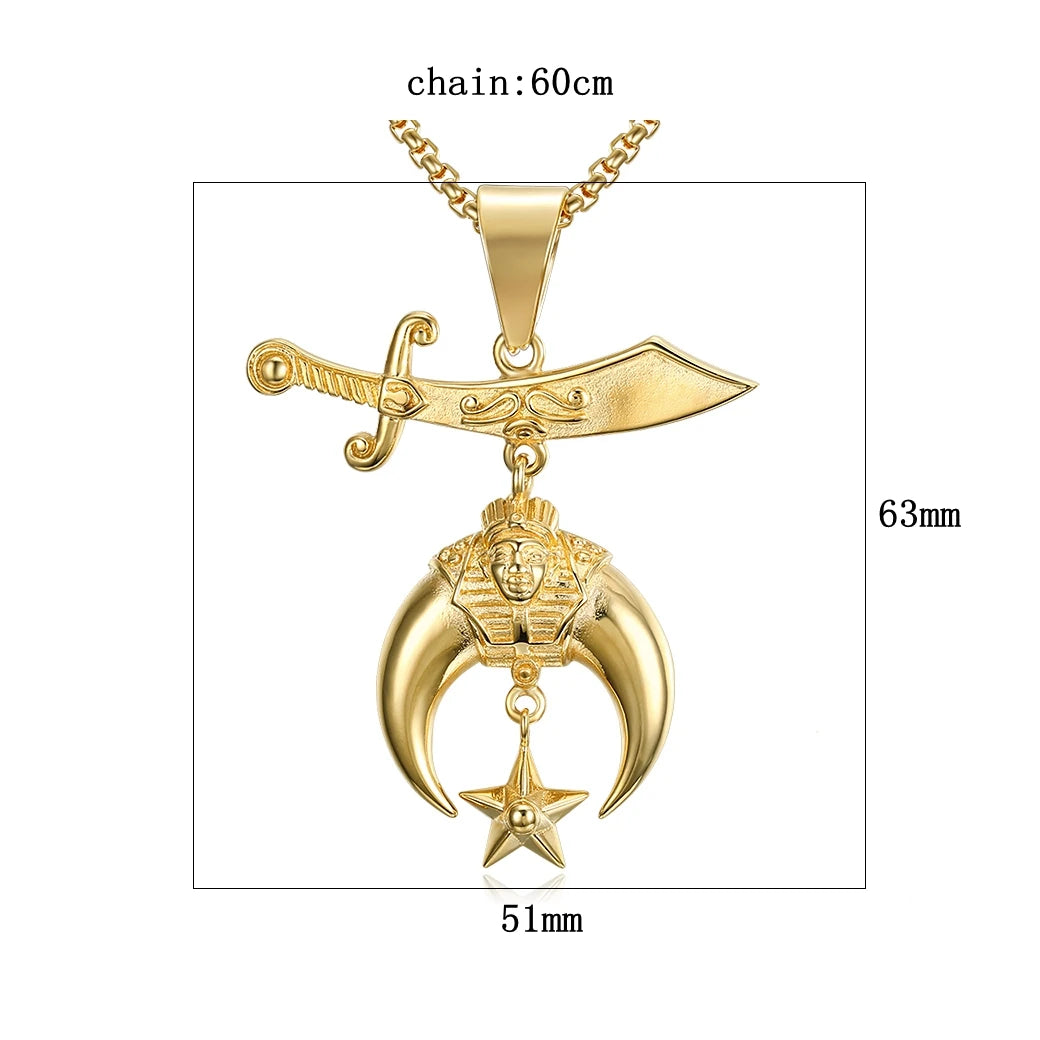 Shriners Masonic Necklace - Gold