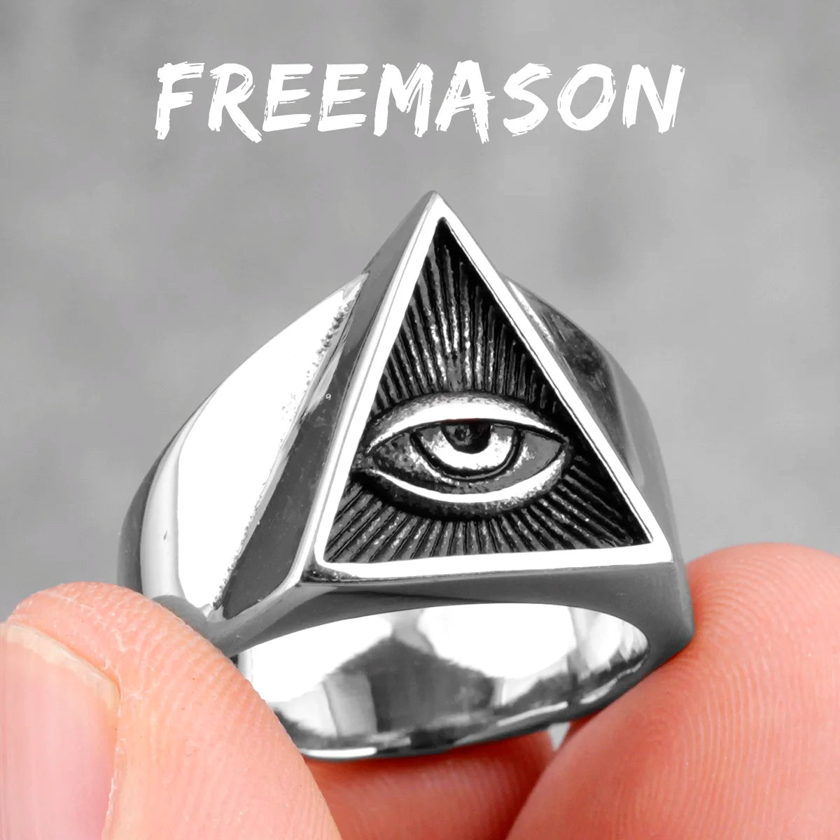 Illuminati Pyramid Eye Symbol Masonic Ring - Various Color