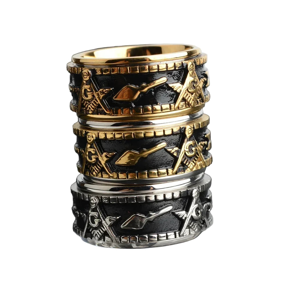 Master Mason Blue Lodge Masonic Stainless Steel Ring - Various Color