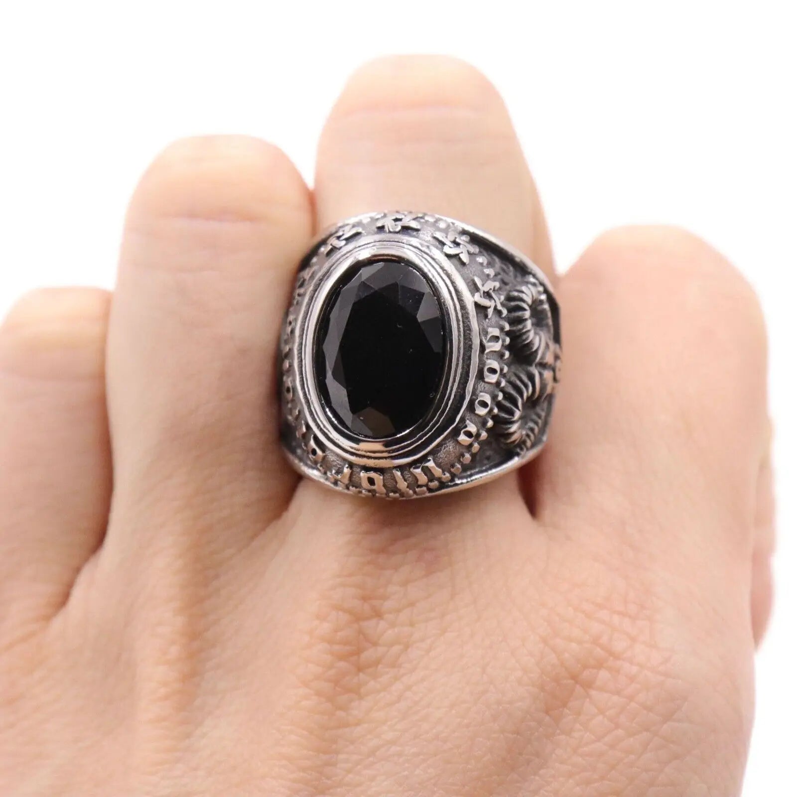 Illuminati Pyramid Eye Symbol Masonic Stainless Steel Ring - Silver