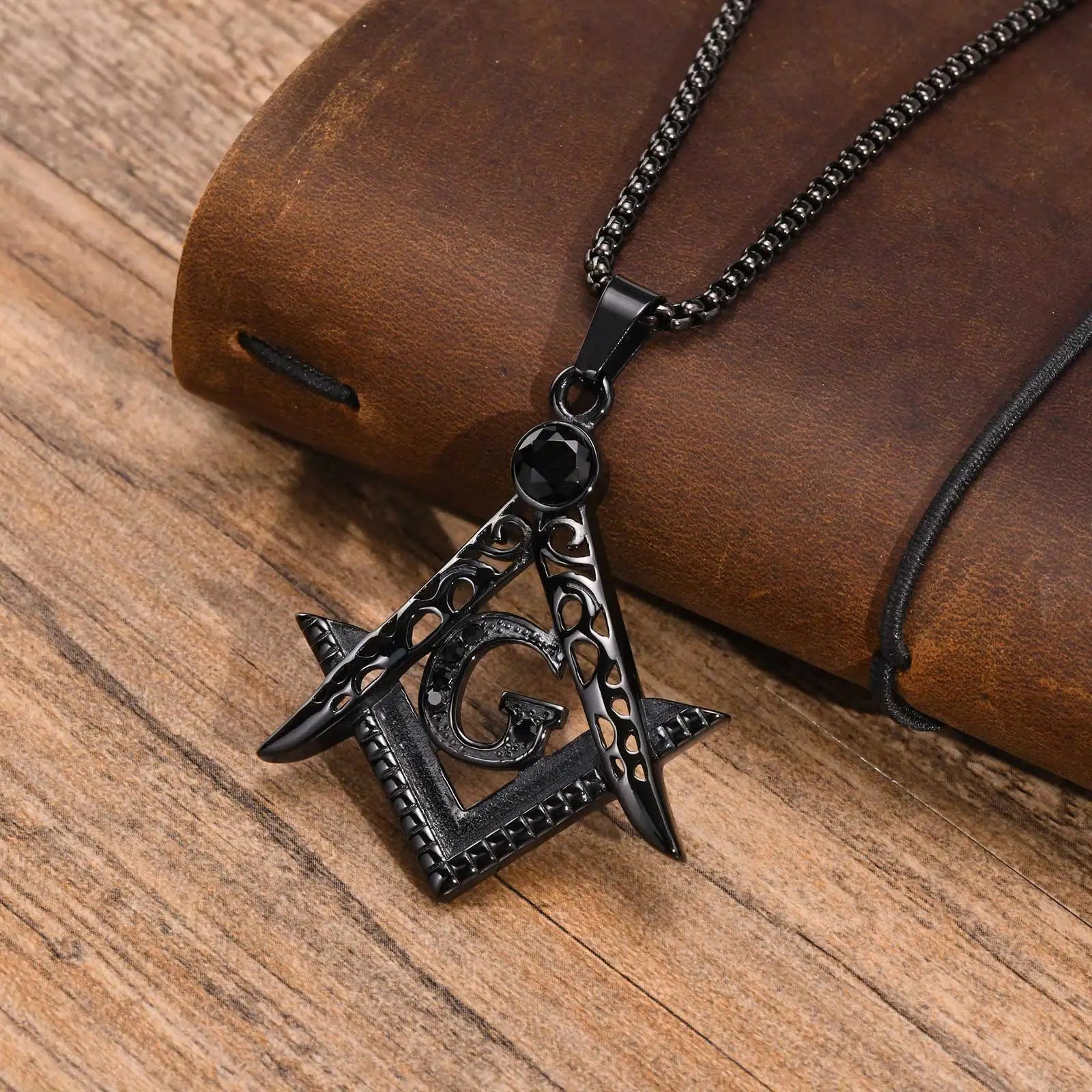 Master Mason Blue Lodge Masonic Necklace - Black
