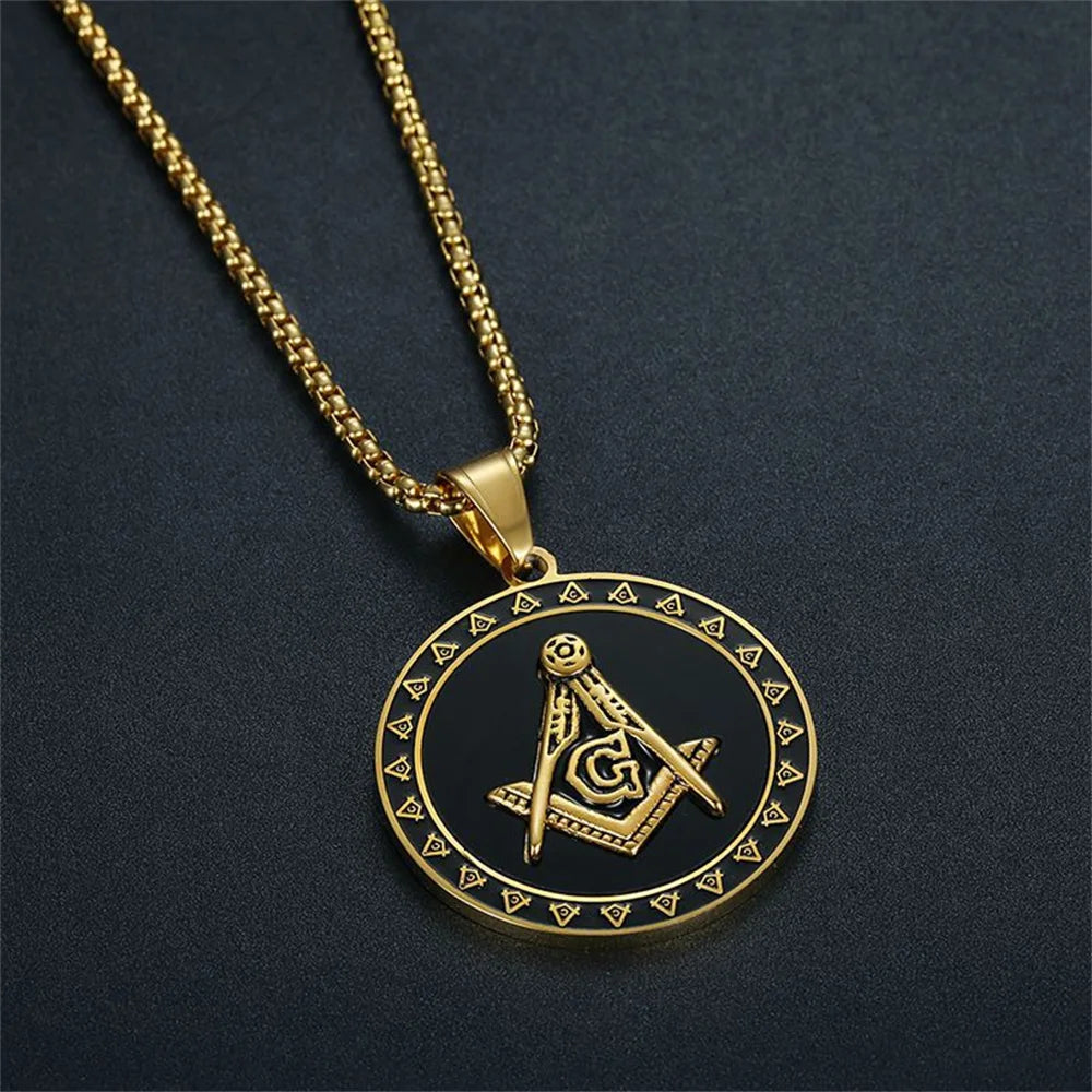 Master Mason Blue Lodge Masonic Necklace - Gold