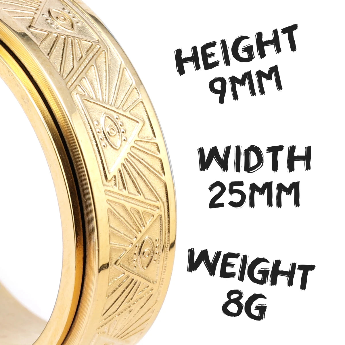 Illuminati Freemasonry Eye Masonic Stainless Steel Ring - Various Color