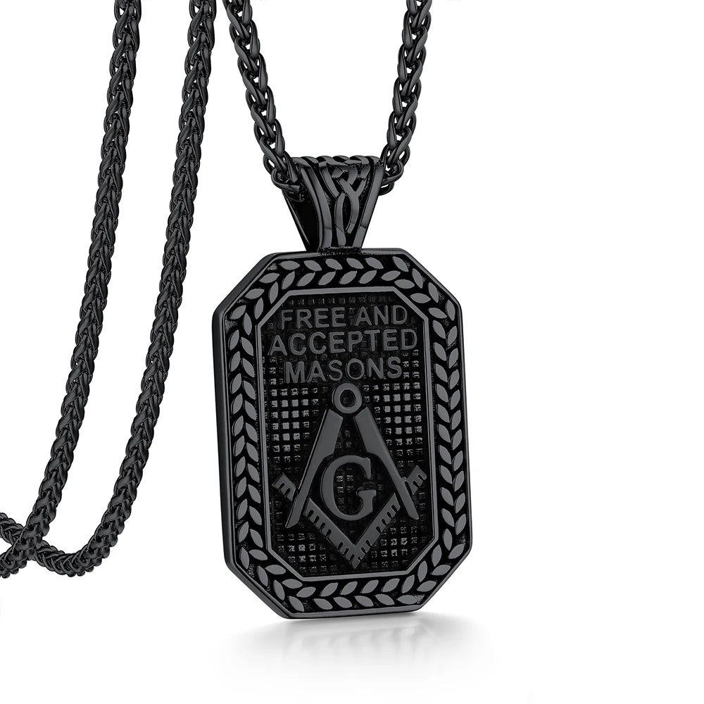 Master Mason Blue Lodge Masonic Necklace - Black