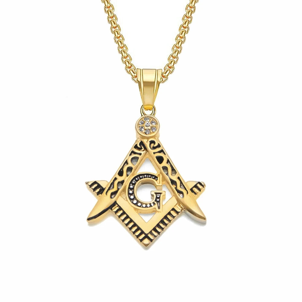 Master Mason Blue Lodge Masonic Necklace - Gold