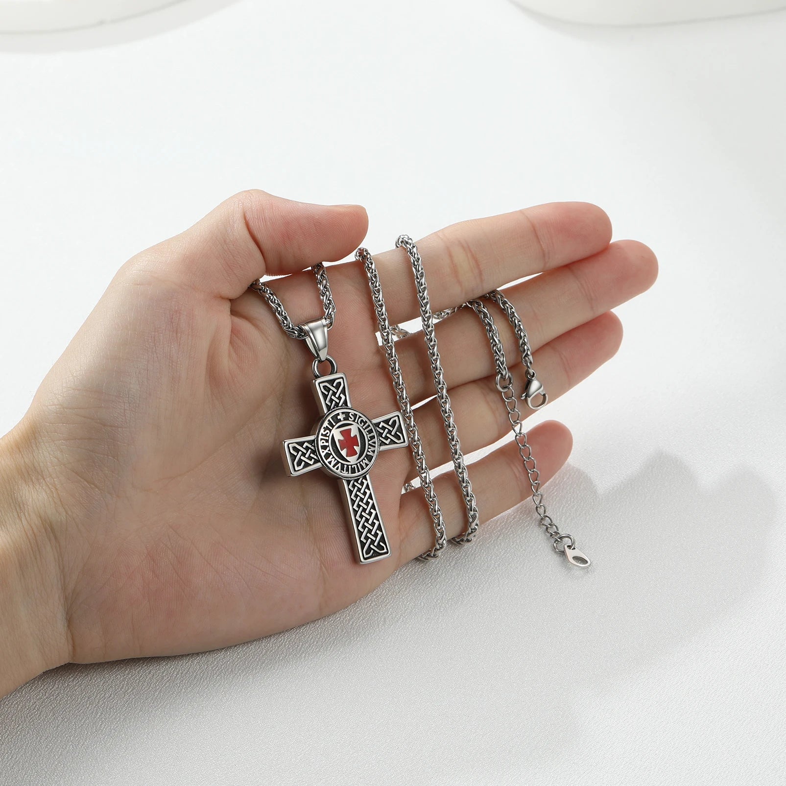 Knights Templar Masonic Stainless Steel Necklace - Silver