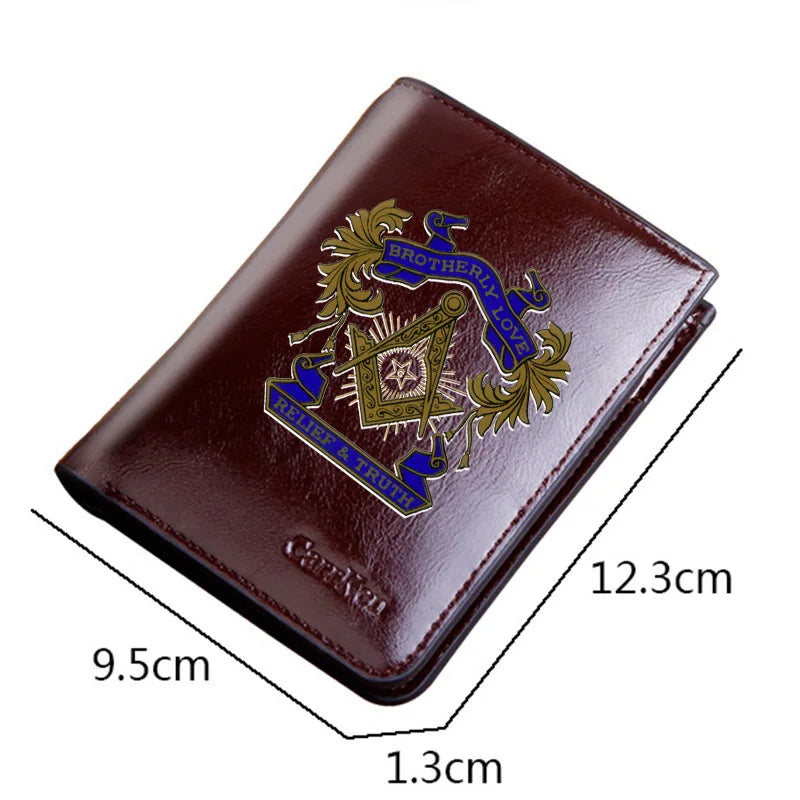 All Seeing Eye Masonic Cow Leather Wallet - Brown