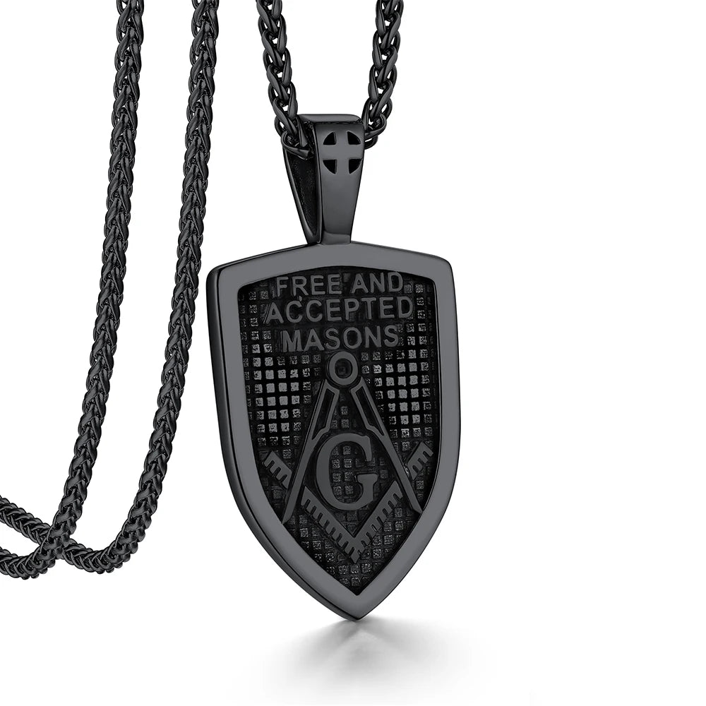 Master Mason Blue Lodge Masonic Necklace - Black
