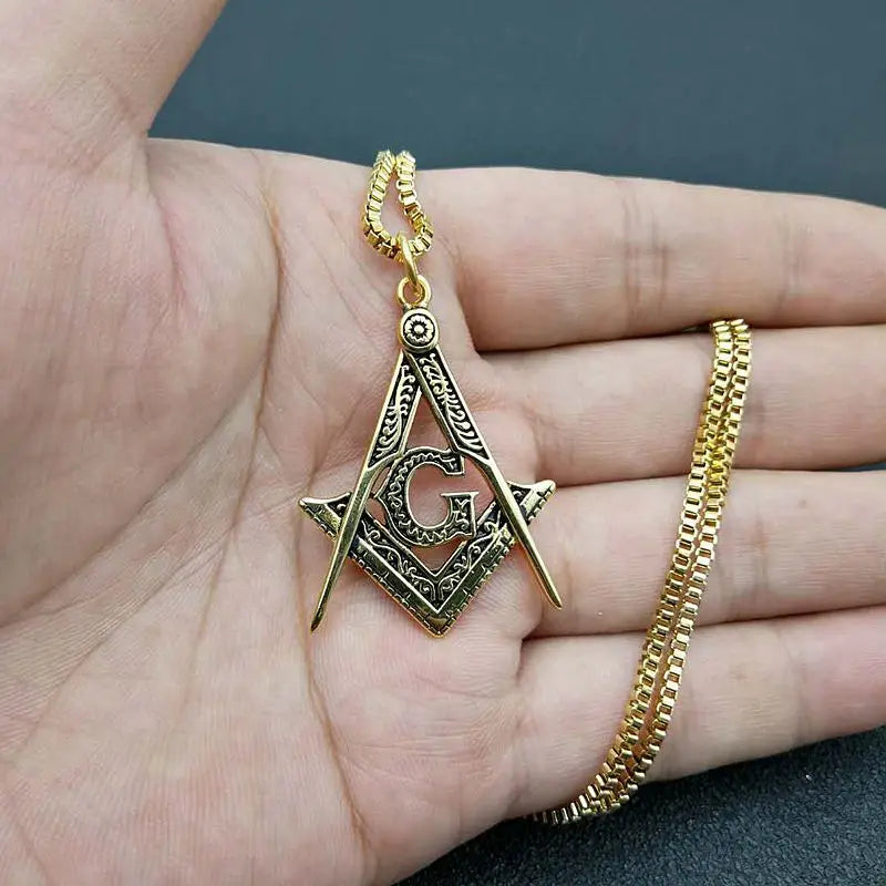 Master Mason Blue Lodge Masonic Necklace - Gold