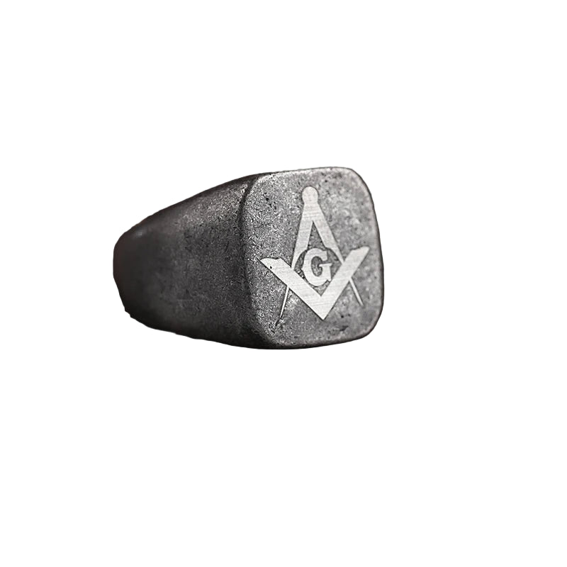 Master Mason Blue Lodge Masonic Stainless Steel Ring - Silver