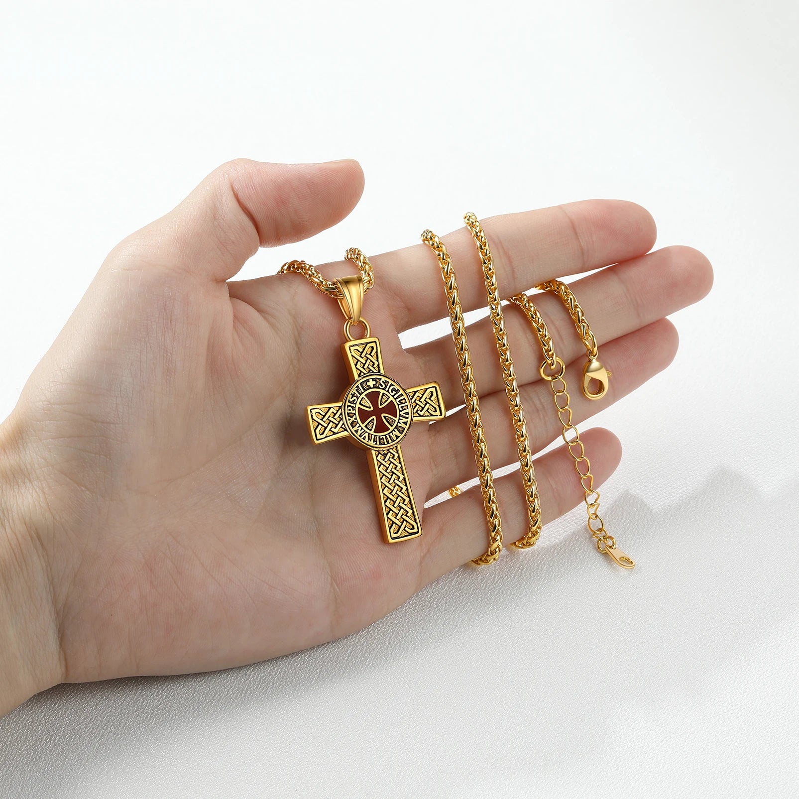 Knights Templar Masonic Stainless Steel Necklace - Gold